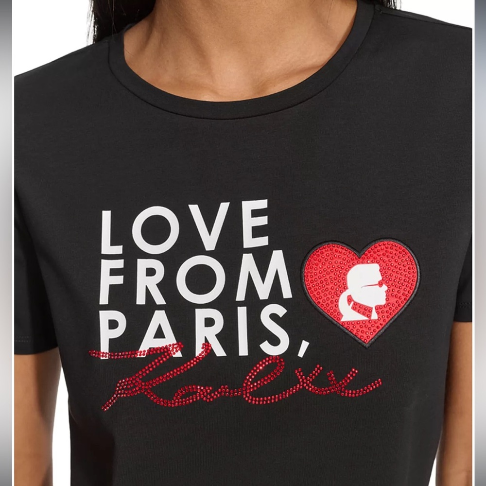 KARL LAGERFELD PARIS Women's Love From Paris Graphic T-Shirt